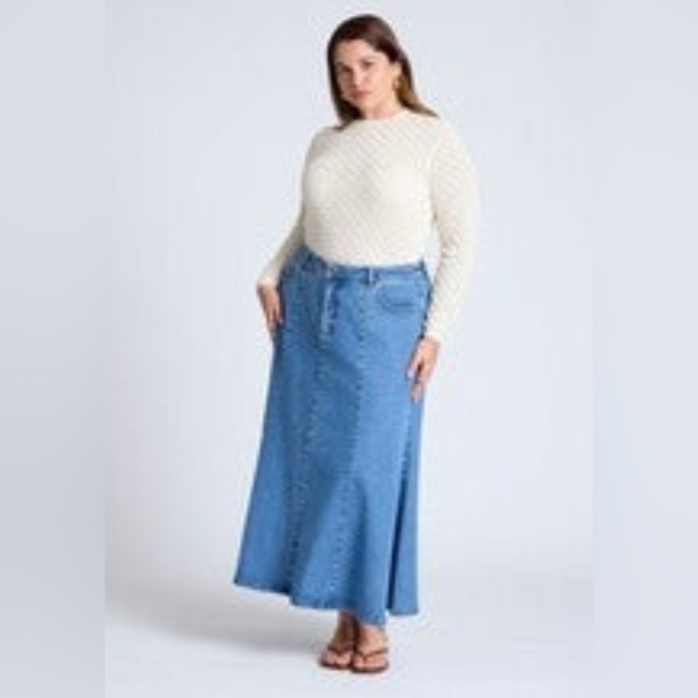 Eloquii Denim trumpet skirt